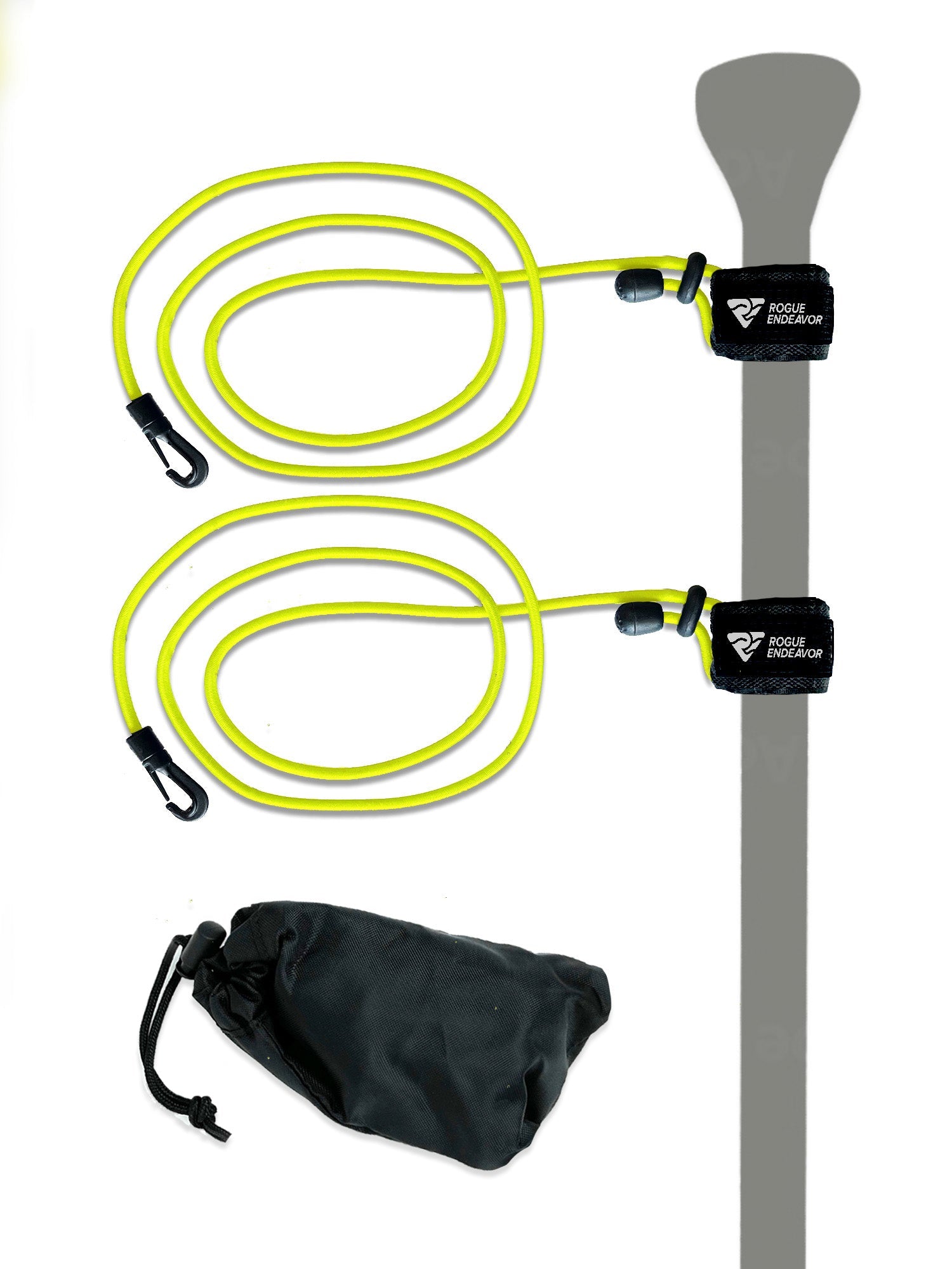 Rogue Endeavor Rod Leash & Paddle Leash Kit, Set of 2, Kayak Fishing & Paddle Boarding- 48 Shock Cord Bungee, Quick Release Clip, Neoprene Lined