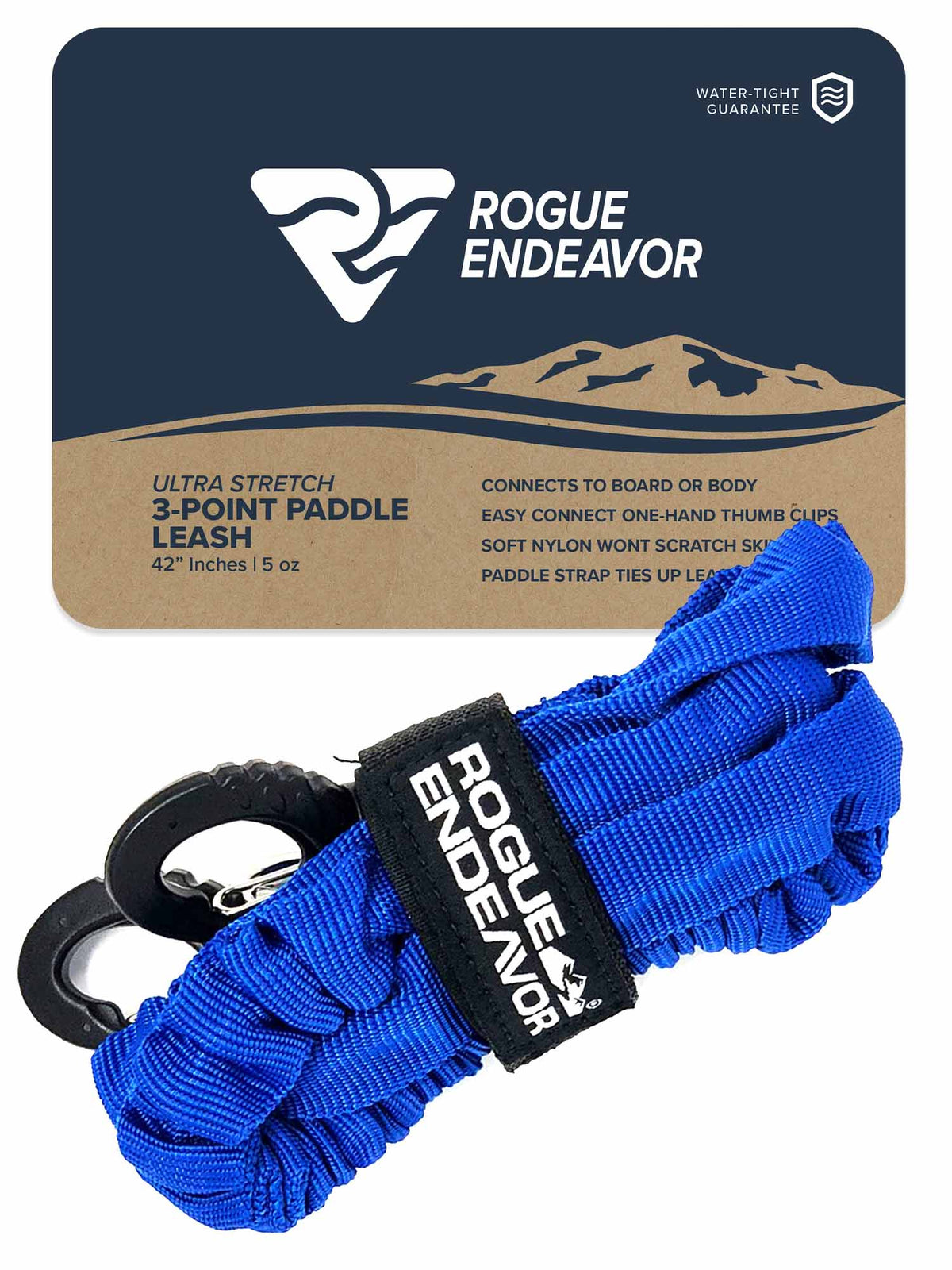 Rogue Endeavor Stretch Nylon Rod & Paddle Leash (Ash Black), Gray